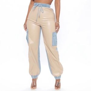 NWT FN! Perfect Mix Denim Cargo Joggers